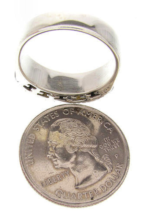 Mother Of Pearl Jet Southwest Silver Jewelry Ring Size 6-3/4 MW64216